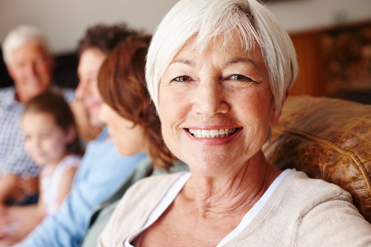 Smiling woman at a healthcare facility