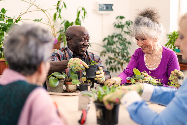 Elderly patients at a table